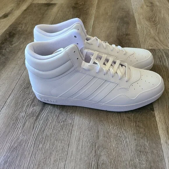 Adidas Hoops 4.0 Mid White Sneakers Classic Men Size 12 Wmn 13 - Picture 4 of 7